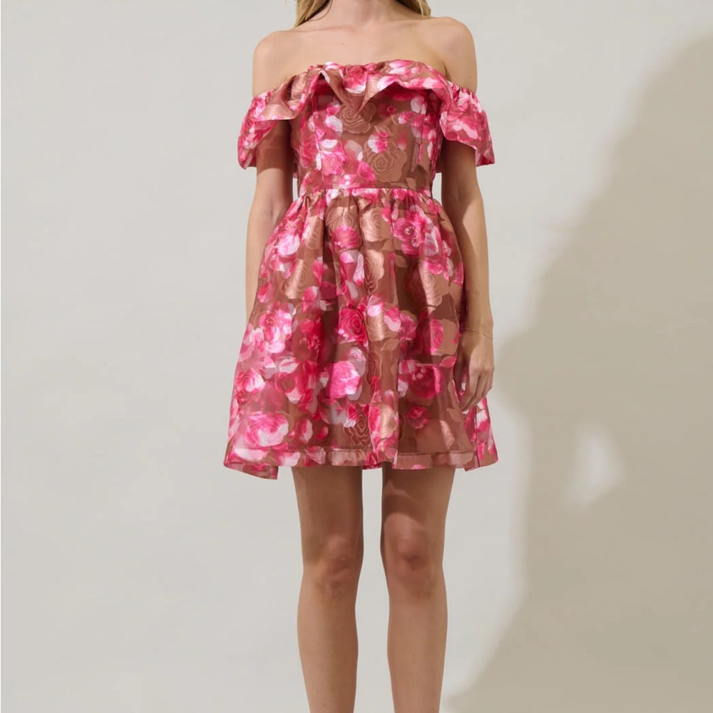 Sugarlips Pink and Brown Strapless Dress